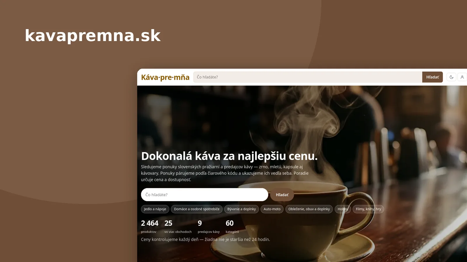 Úvodná stránka portálu kavapremna.sk